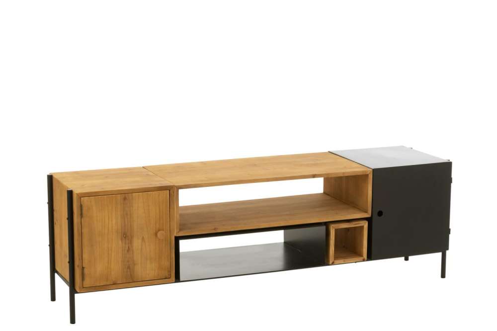TV UNIT TINA FIR WOOD/IRON BLACK/NATURAL