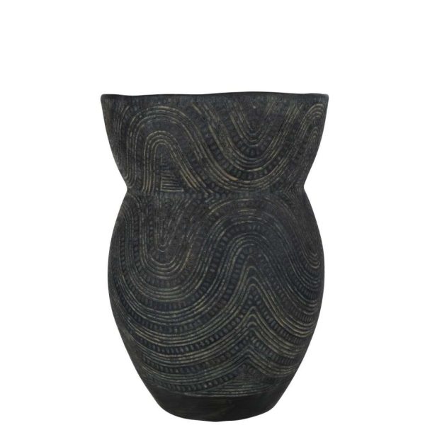 VASE CIRCLE CEMENT BLACK/BROWN