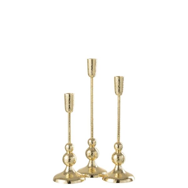 SET OF 3 CANDLEHOLDERS GRANE ALUMINIUM GOLD