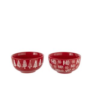 BOWL DOLOMITE CHRISTMAS RED/WHITE ASSORTMENT OF 2