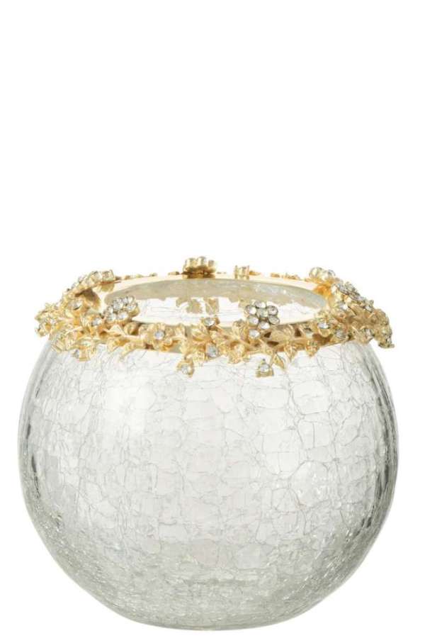 TEALIGHT HOLDER VOLVE METAL/GLASS GOLD/TRANSPARENT LARGE