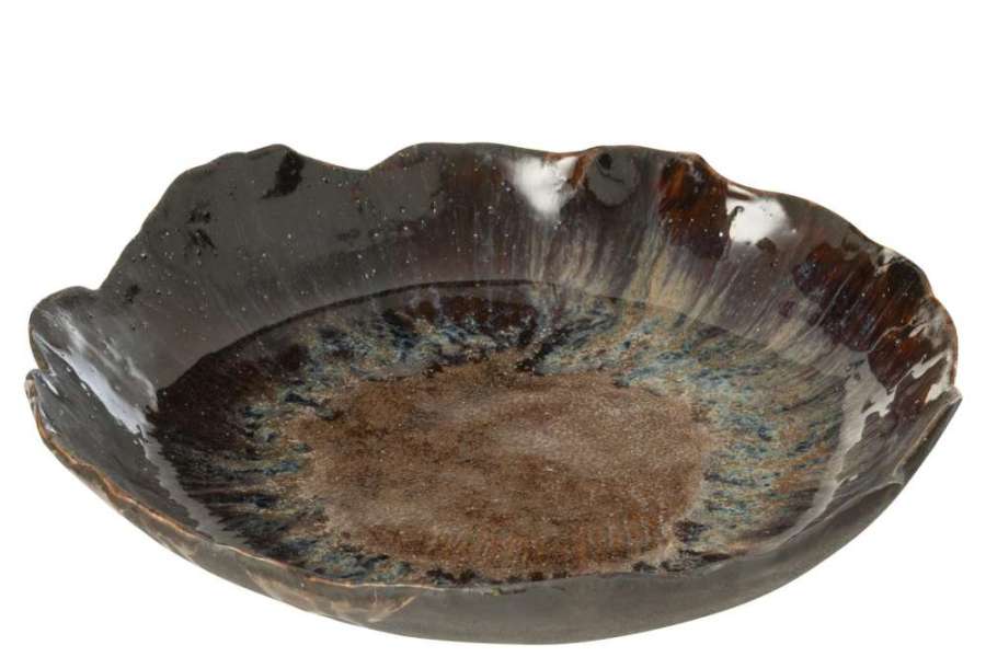 TRAY DECORATIVE NAGA CERAMIC BROWN/BLACK LARGE