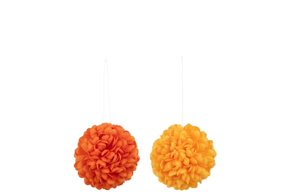 FLOWER BALL DIA16CM ARTIFICIAL YELLOW/ORANGE ASSORTMENT OF 2