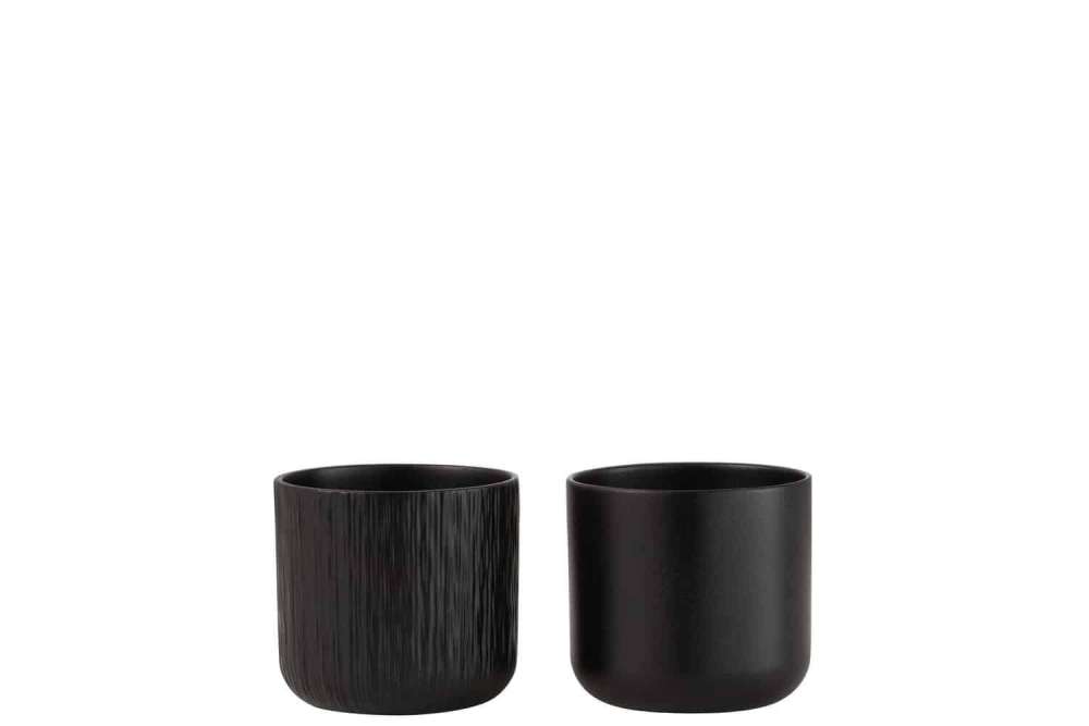 FLOWERPOT GEN CERAMIC BLACK SMALL ASSORTMENT OF 2