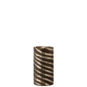 VASE STRIPES ROUND GLASS SILVER SMALL