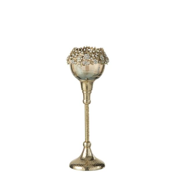 TEALIGHT HOLDER VIANE METAL/GLASS GOLD/BRONZE MEDIUM