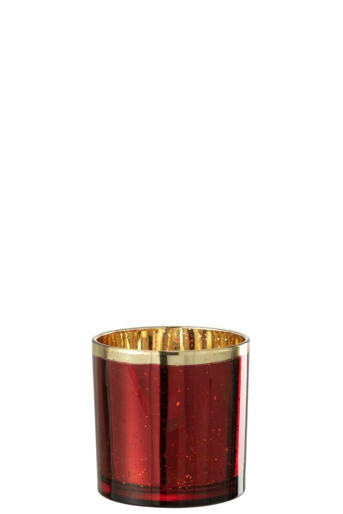 HURRICANE GOLD RIM GLASS RED LARGE