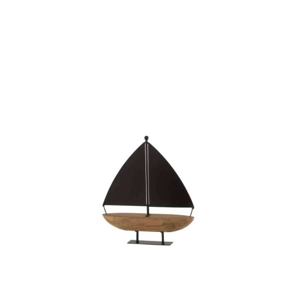 SAILING BOAT WOOD/METAL BLACK/BROWN SMALL