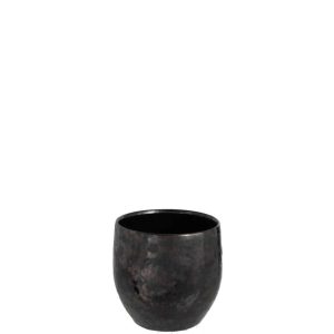 FLOWER POT ANTIQUE SMOKEY CERAMIC BLACK MEDIUM