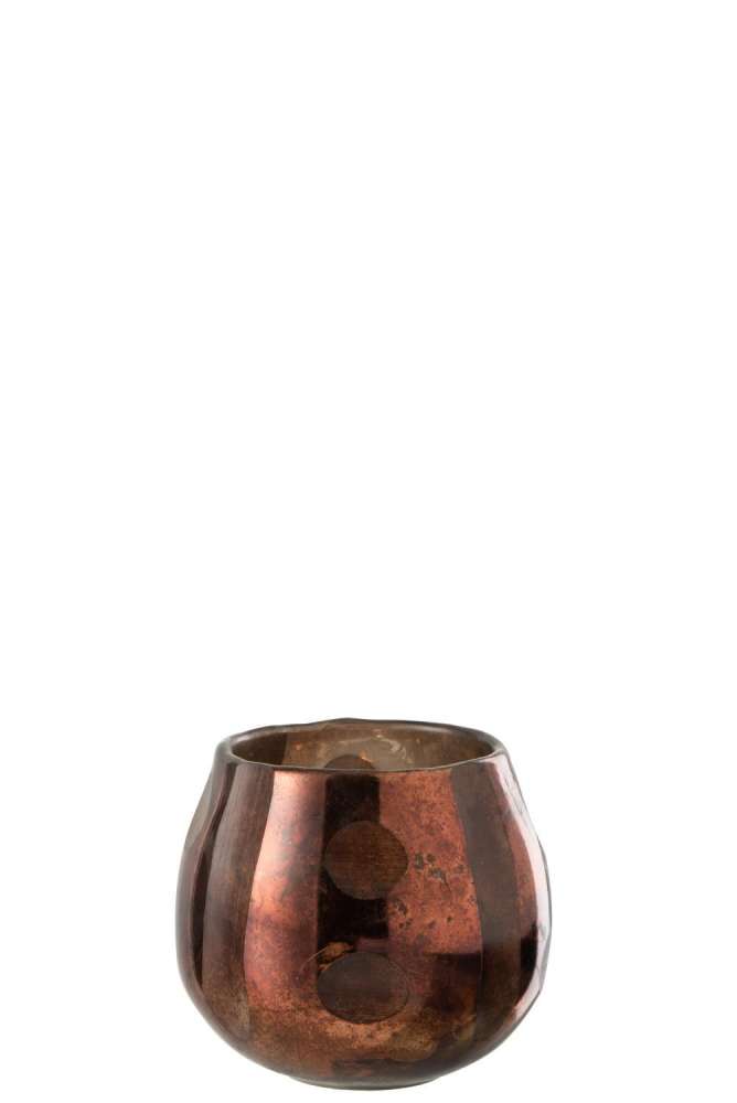 TEALIGHT HOLDER COCONUT GLASS BROWN