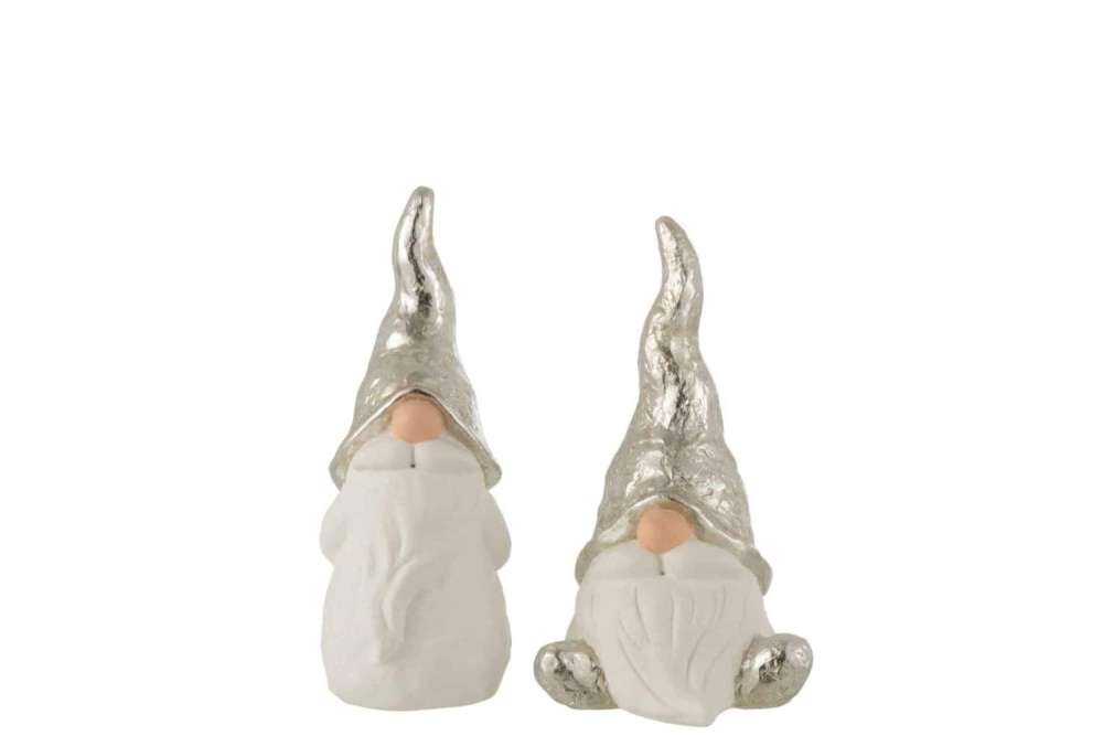 SANTA CERAMIC WHITE/SILVER MEDIUM ASSORTMENT OF 2