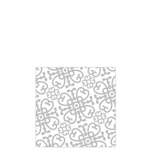 STACK 20 NAPKINS SYMPHONY PAPER WHITE/SILVER SMALL