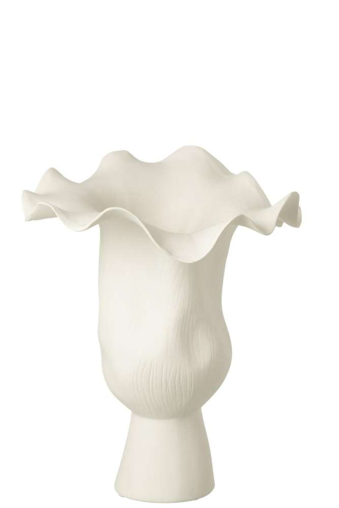 VASE NARROW HELIX IRREGULAR CERAMIC WHITE
