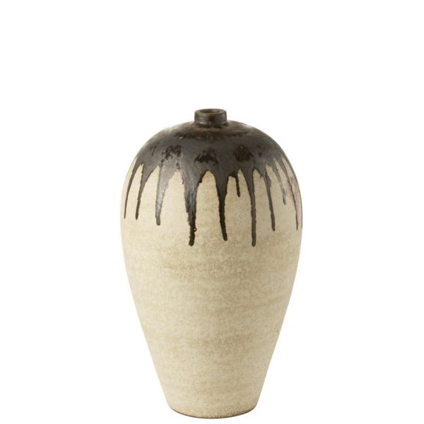VASE LOMBOK CERAMIC BEIGE/BROWN SMALL