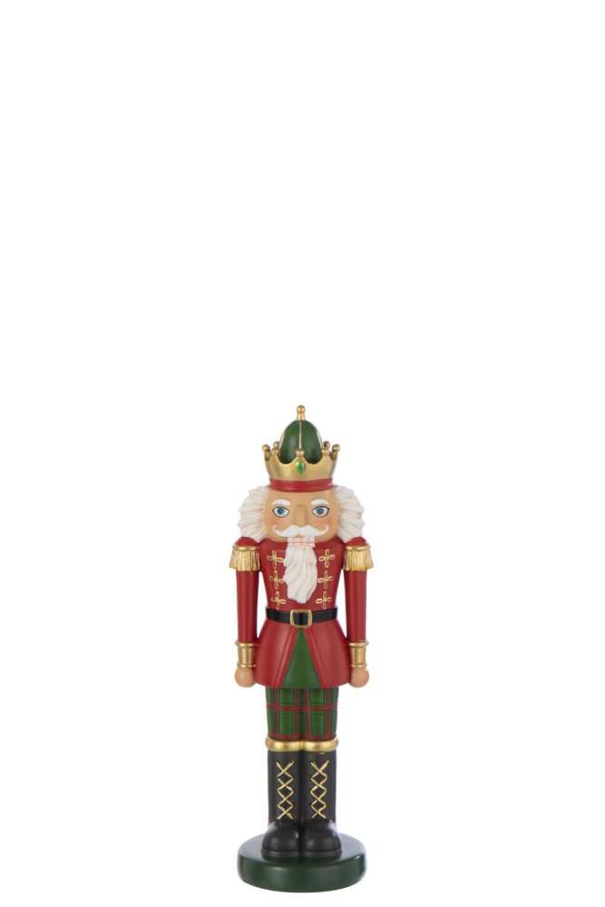 NUTCRACKER ON BASE POLYRESIN CHRISTMAS RED/DARK GREEN SMALL