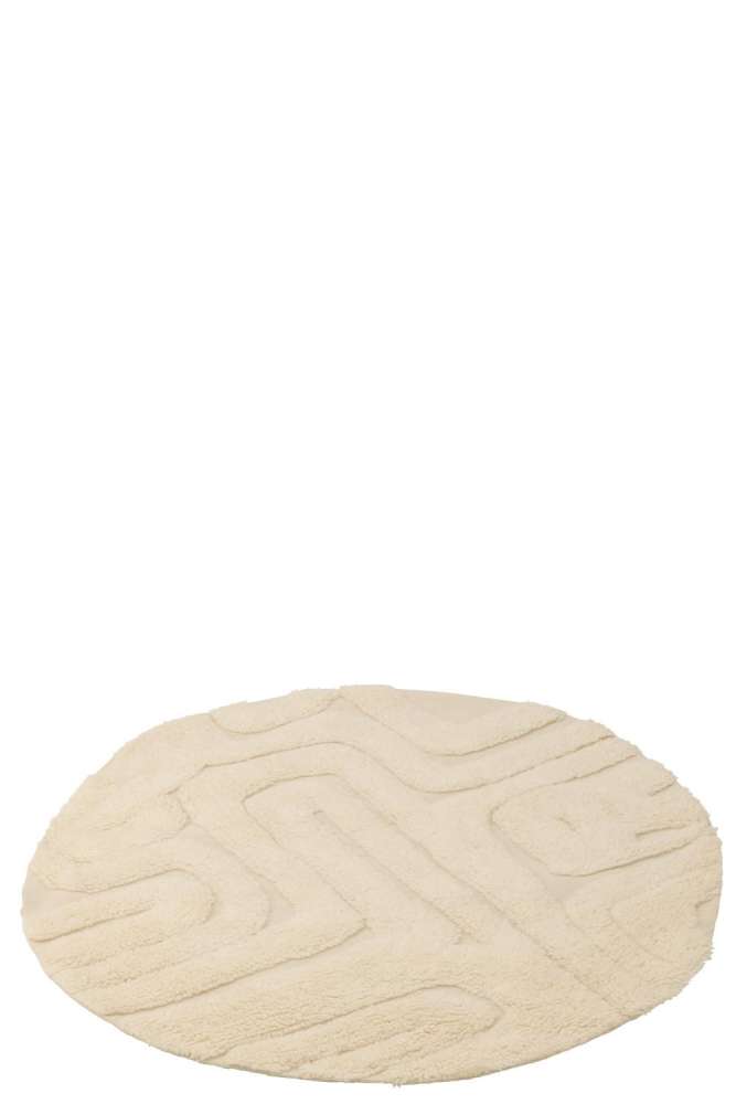 RUG ABSTRACT LINES ROUND WOOL ECRU