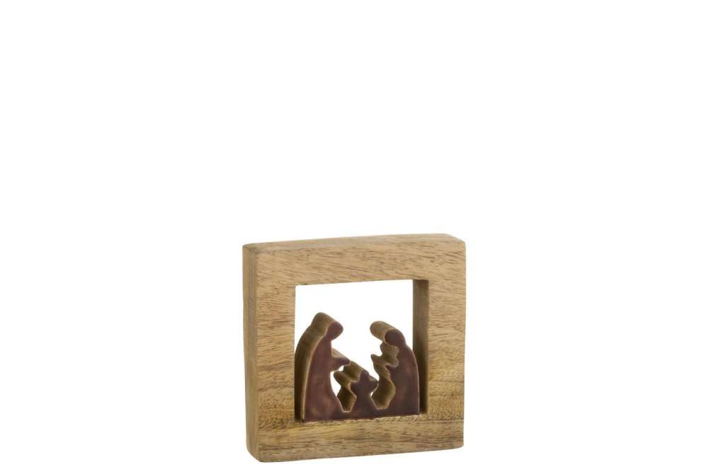 CRECHE SQUARE WOOD BROWN/WHITE SMALL