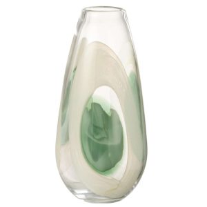 VASE LIVY GLASS GREEN/WHITE/TRANSPARENT LARGE