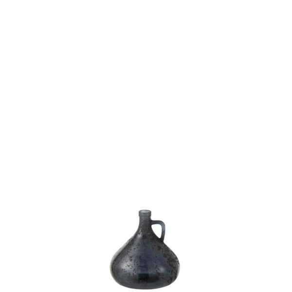 VASE BOTTLE WITH HANDLE GLASS GREY/BLUE