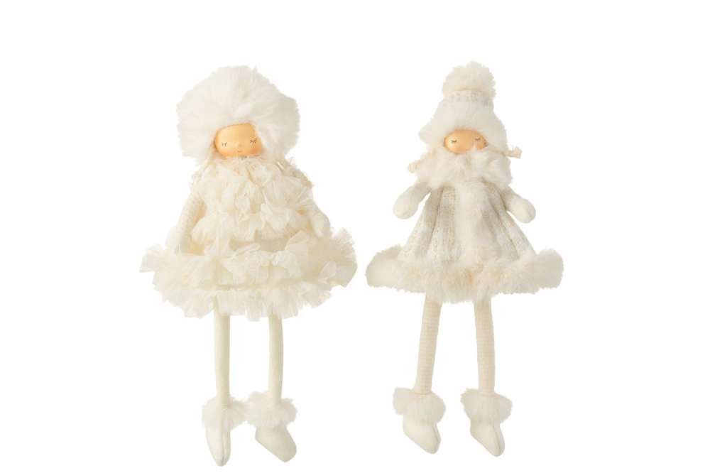 GIRL SITTING FUR TEXTILE WHITE ASSORTMENT OF 2
