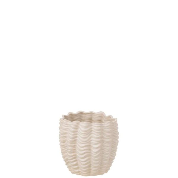 FLOWERPOT SHELL CERAMIC BEIGE SMALL