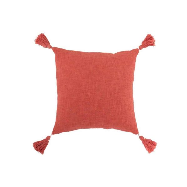 CUSHION CROCHETED TASSEL COTTON ROSE