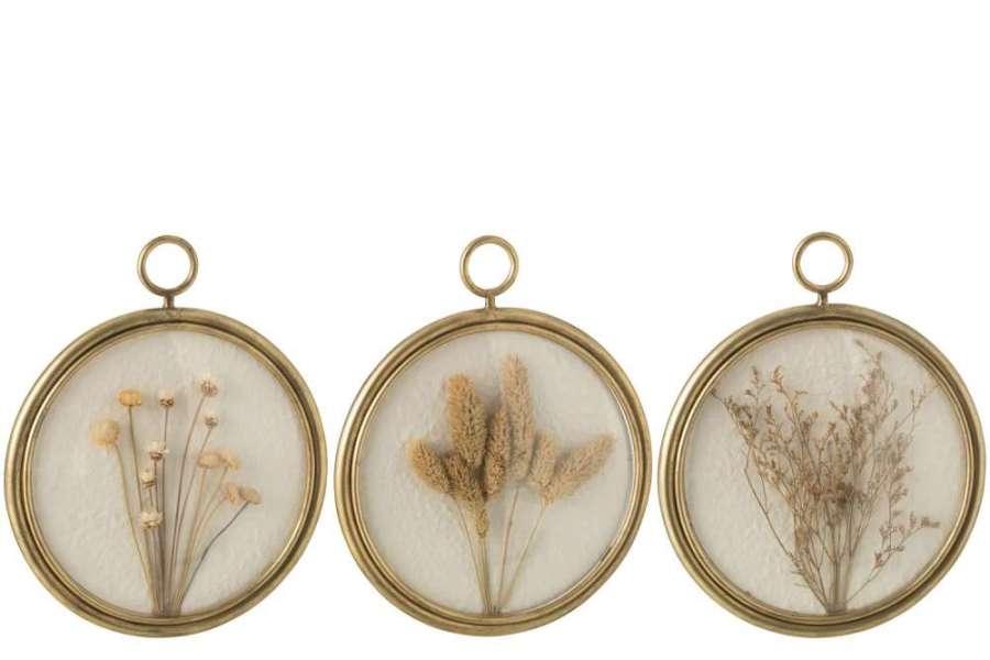 WALL DECORATION SEED IRON/MDF MIX ASSORTMENT OF 3