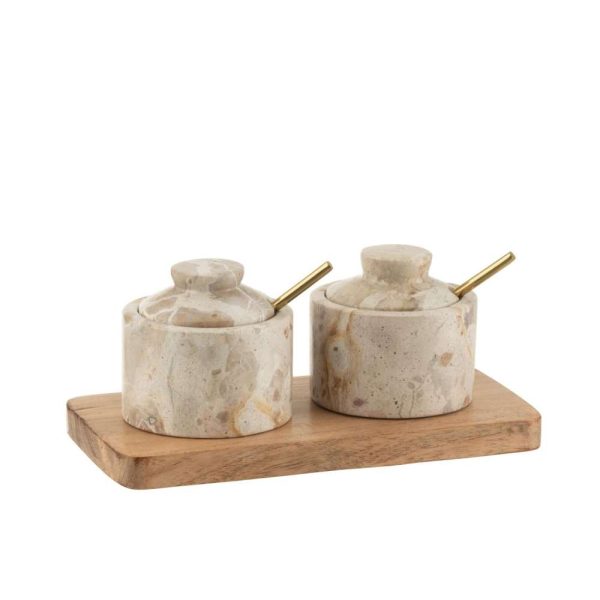 CONDOMENT SET MARBLE NATURAL/BEIGE