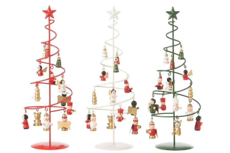 CHRISTMAS TREE+FIGURINES SWIRL METAL MIX ASSORTMENT OF 3