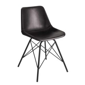 CHAIR LOFT LEATHER/METAL BLACK