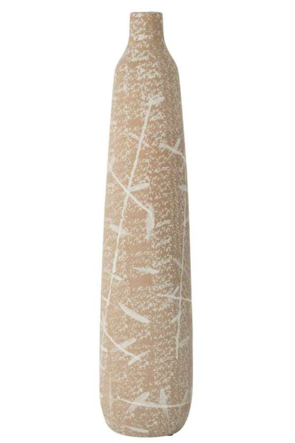 VASE DUNE NARROW STONEWARE BEIGE/WHITE LARGE