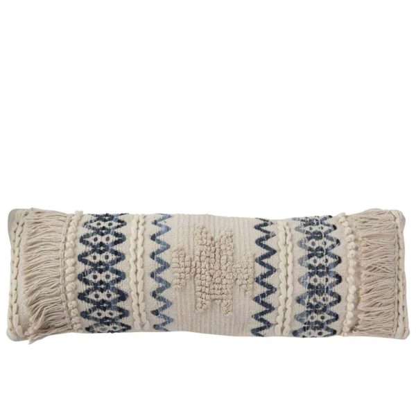 CUSHION DENIM RECTANGLE COTTON BLUE/WHITE