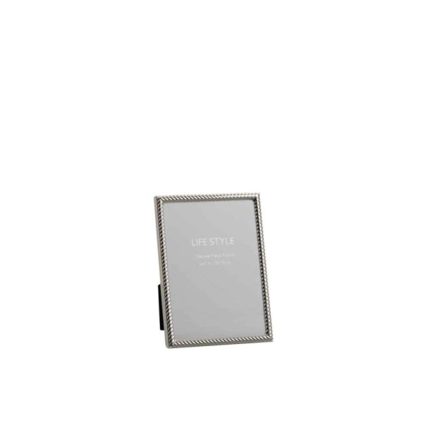 PHOTO FRAME CURVED LINES 13X18 METAL SILVER MEDIUM