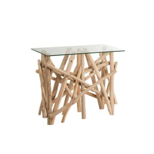 CONSOLE RECTANGLE BRANCH WOOD/GLASS NATURAL