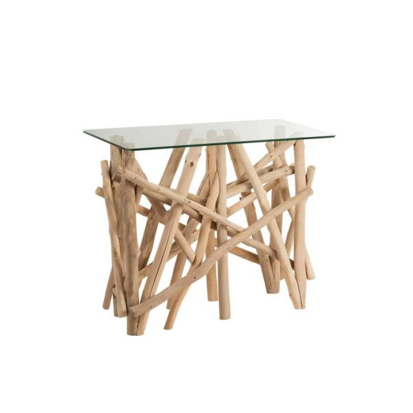 CONSOLE RECTANGLE BRANCH WOOD/GLASS NATURAL