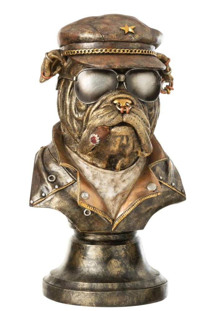 BULLDOG C CIGARETTE POLYRESIN ANTIQUE BROWN