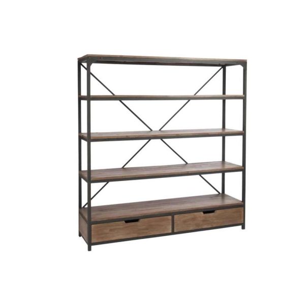 RACK 2 DRAWERS WOOD/METAL BROWN+BLACK