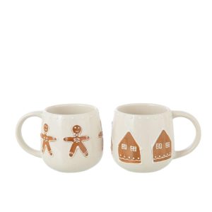 MUG COOKIE STONEWARE WHITE/CARAMEL ASSORTMENT OF 2