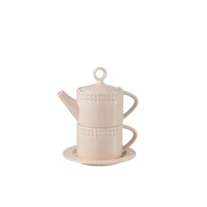 TEA POT AND TEA CUP CERAMIC PINK