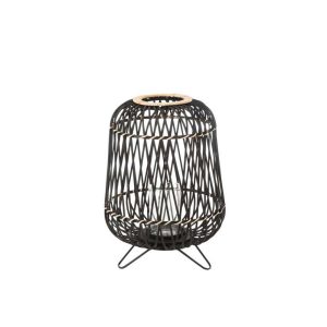 LANTERN ON FOOT BAMBOO BLACK/NATURAL MEDIUM