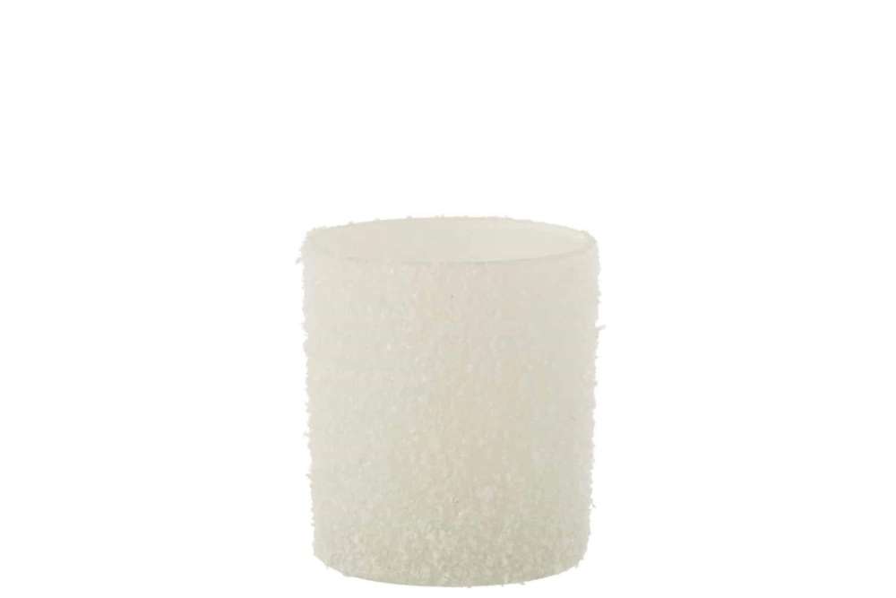 TEALIGHT HOLDER SNOWY GLASS WHITE SMALL