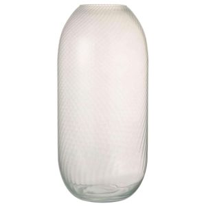 VASE ROUND RIDGES HIGH GLASS WHITE