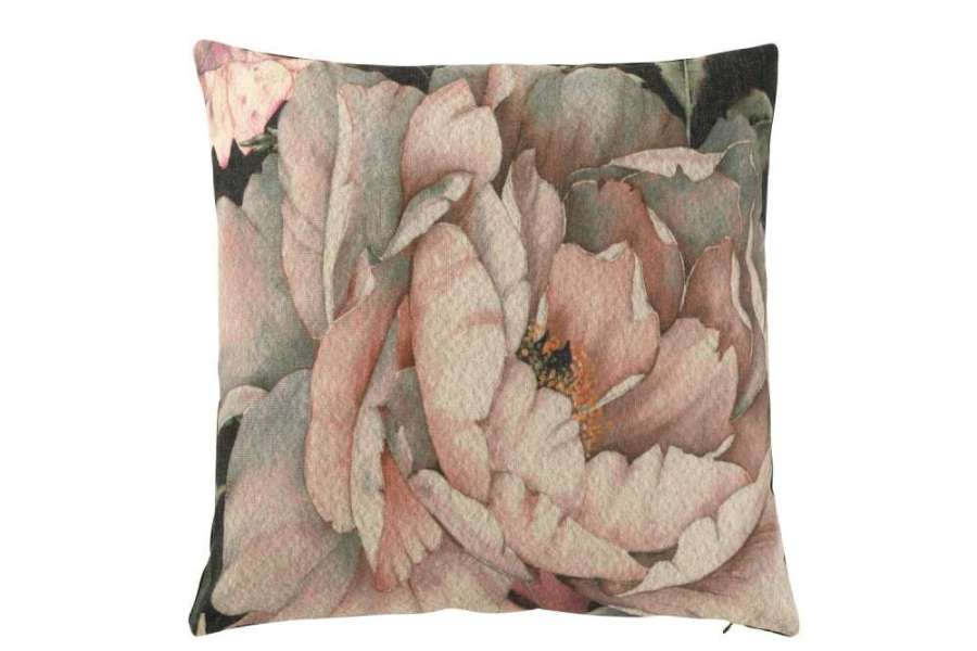 CUSHION PRINTING FLOWER POLYESTER/COTTON BLACK/PINK