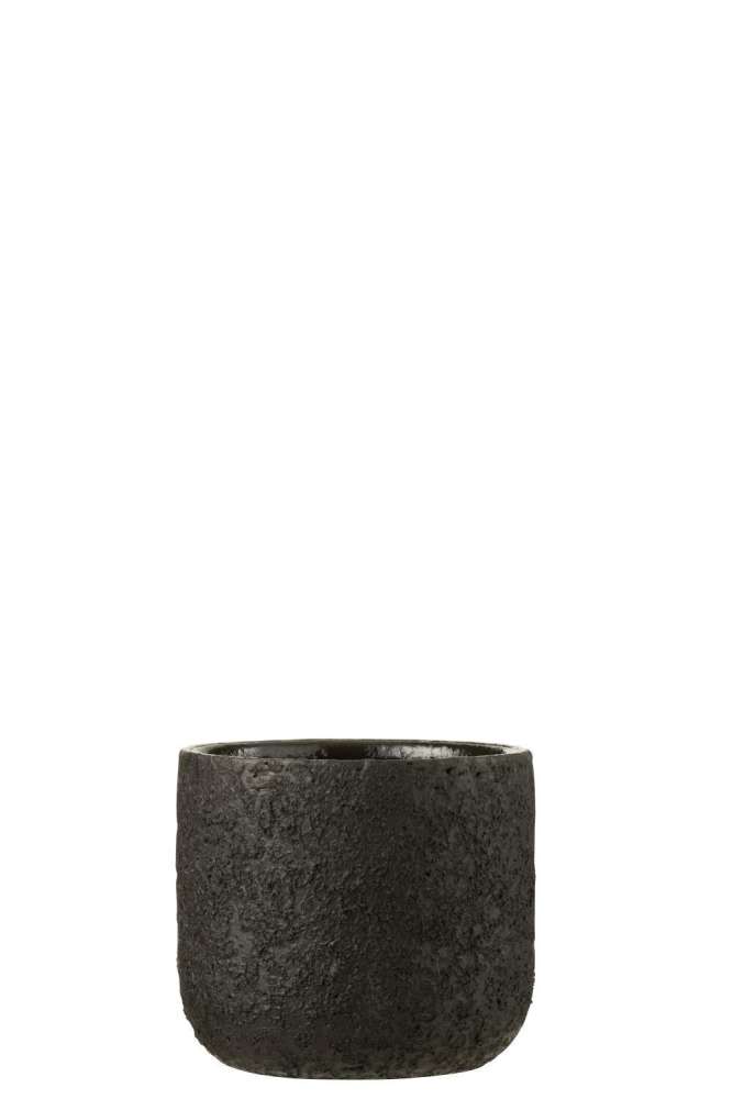 FLOWERPOT ROUGH CERAMIC BLACK SMALL