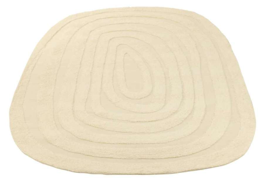 RUG OVAL CURVED STRIPES WOOL CREAM