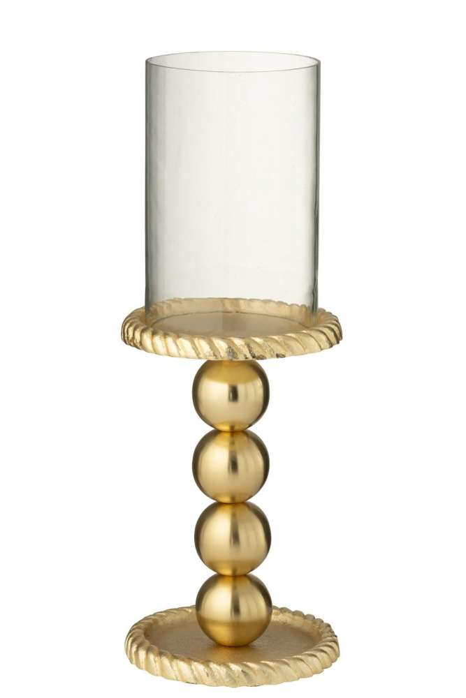 CANDLE HOLDER ALUMINIUM GOLD COLORED LARGE