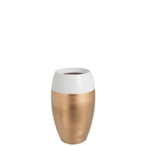 VASE BORDER TERRACOTTA WHITE/GOLD LARGE