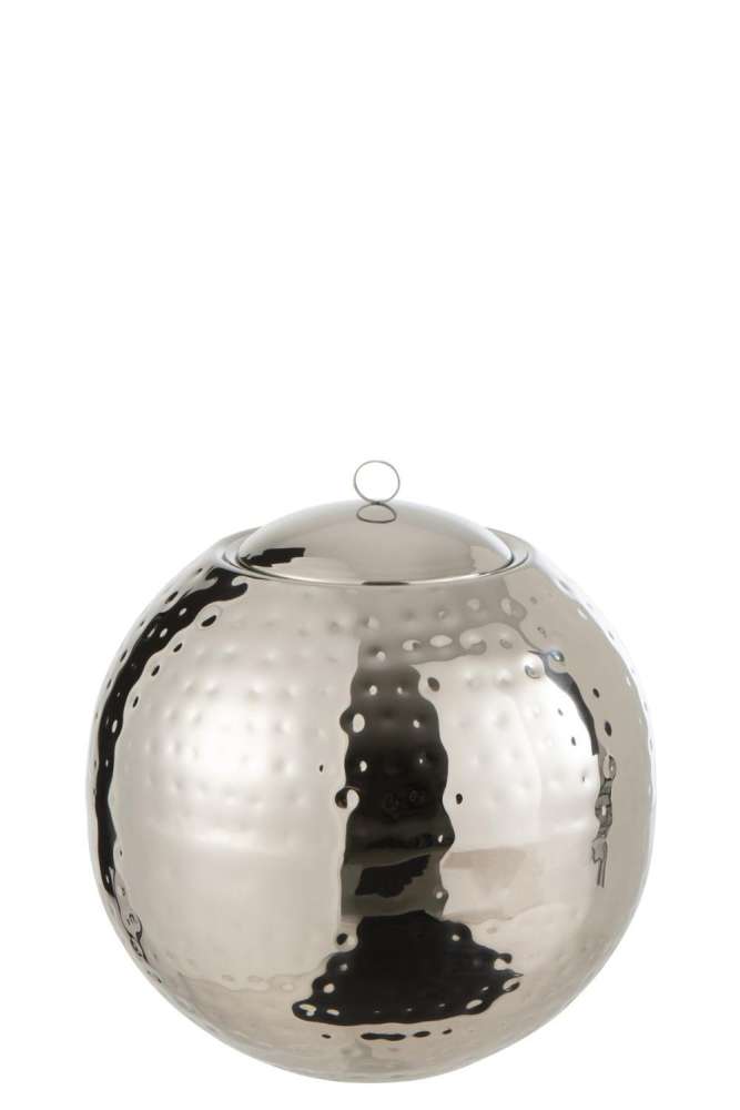FLOATING BURNER BALL HAMMERED STAINLESS STEEL SILVER