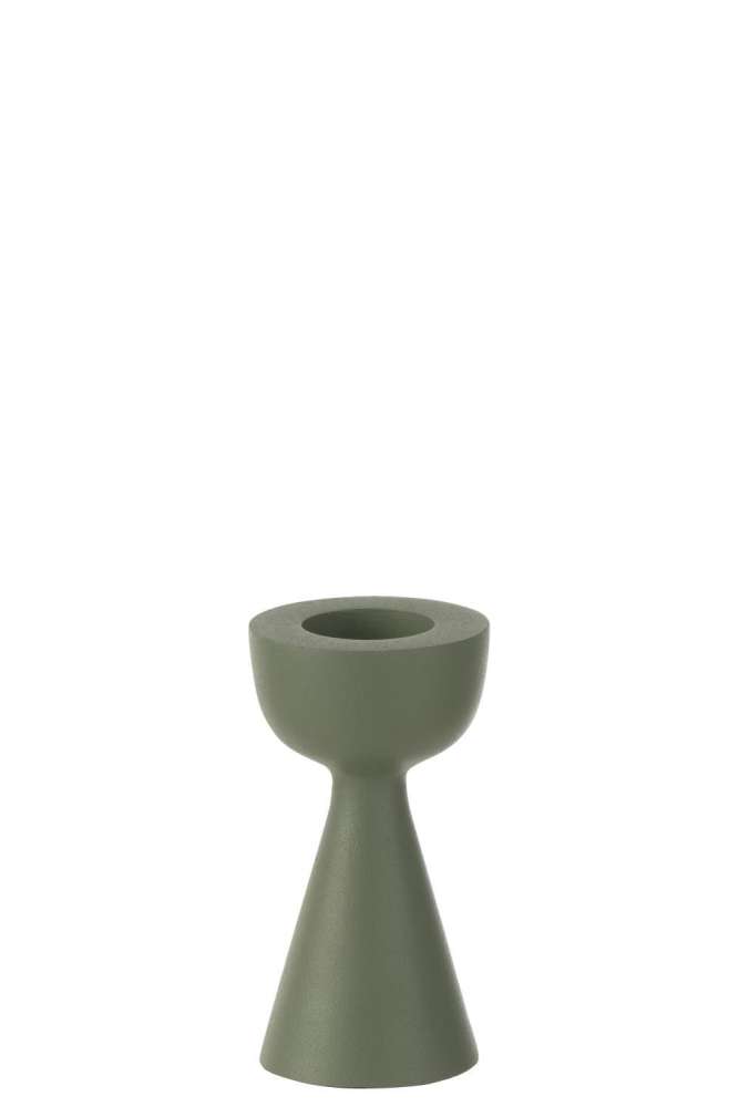 CANDLE HOLDER CONE ALUMINIUM GREEN SMALL