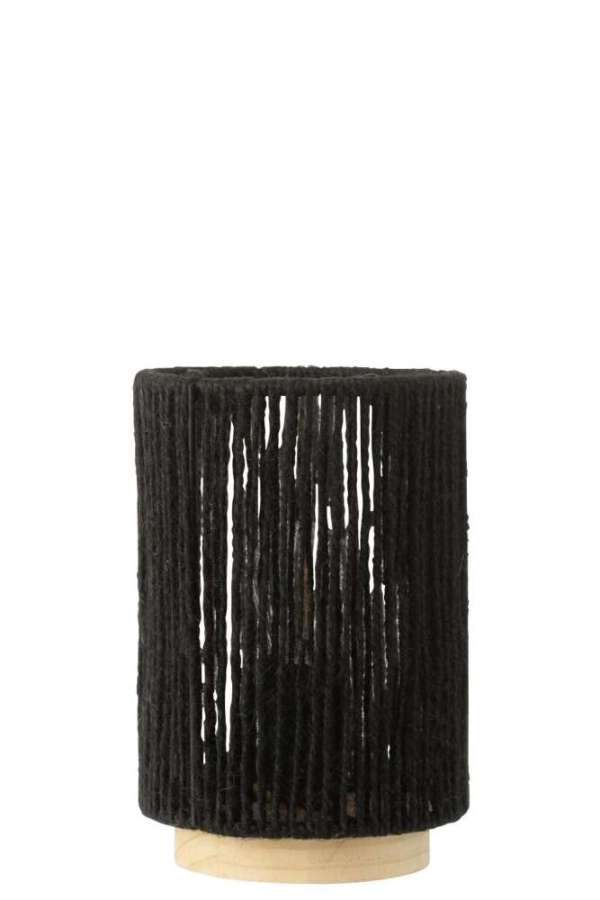 TABLE LAMP LED CYLINDRICAL METAL/COTTON BLACK LARGE